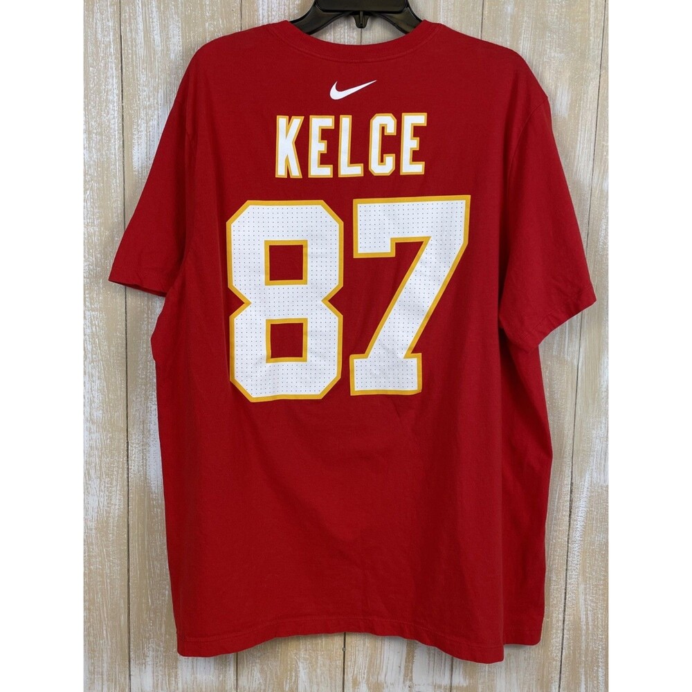 NIKE Tee Kansas City Chiefs Travis Kelce #87 Red T-Shirt Sz XXL - Picture 4 of 6